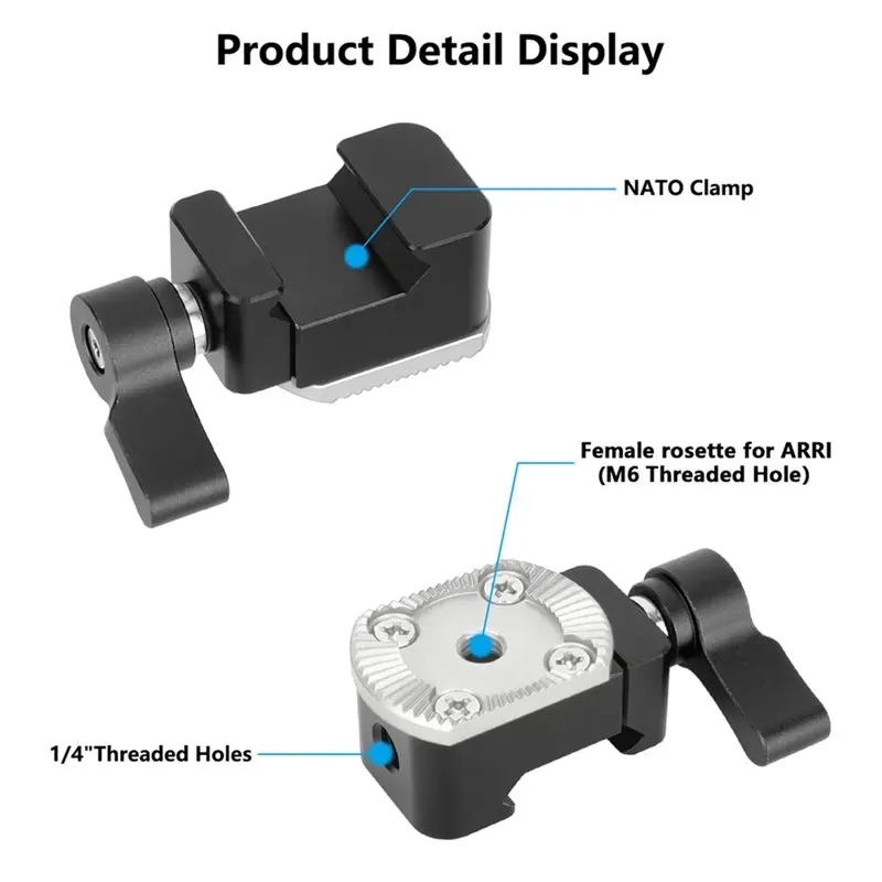 Крепление AS95-NATO Rail Clamp со стандартной розеткой ARRI для камеры, плечевого рига, мониторного рига, фотостудии
Крепление AS95-NATO Rail Clamp со стандартной розеткой ARRI для камеры, плечевого рига, мониторного рига, фотостудии