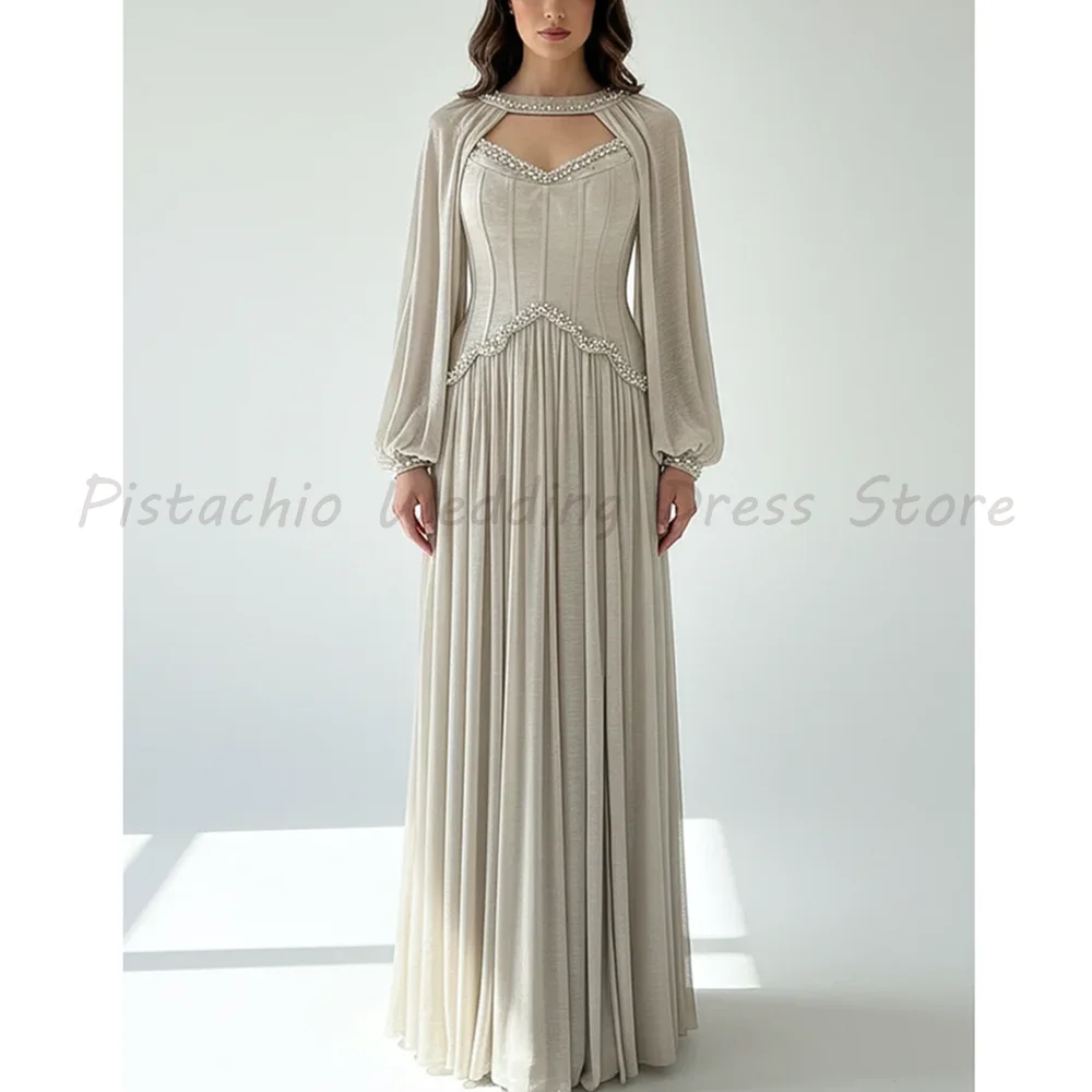 Cape Sleeve Evening Gown with Rhinestone Beaded Corset Bodice Pleated Chiffon A-Line Modest Formal Maxi Dress
Cape Sleeve Evening Gown with Rhinestone Beaded Corset Bodice Pleated Chiffon A-Line Modest Formal Maxi Dress