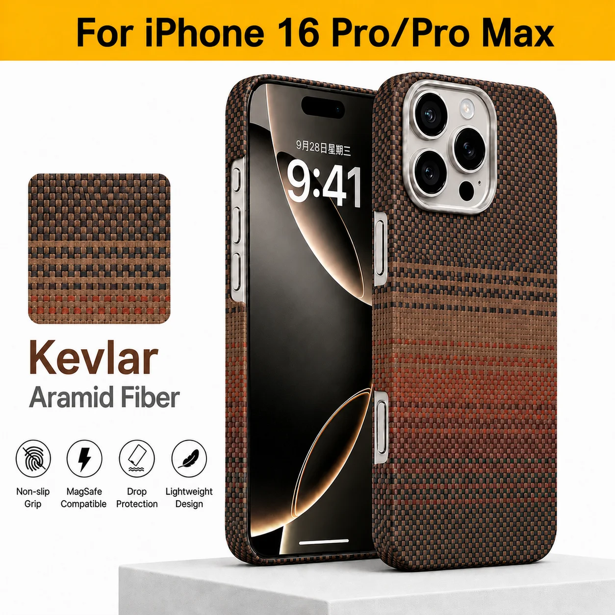100% Kevlar Aramid Carbon Fiber Case For iPhone 16 Pro Max 16Pro With Magsafe Luxury Cover Magnetic Ultra-Thin Phone Back Case
100% Kevlar Aramid Carbon Fiber Case For iPhone 16 Pro Max 16Pro With Magsafe Luxury Cover Magnetic Ultra-Thin Phone Back Case