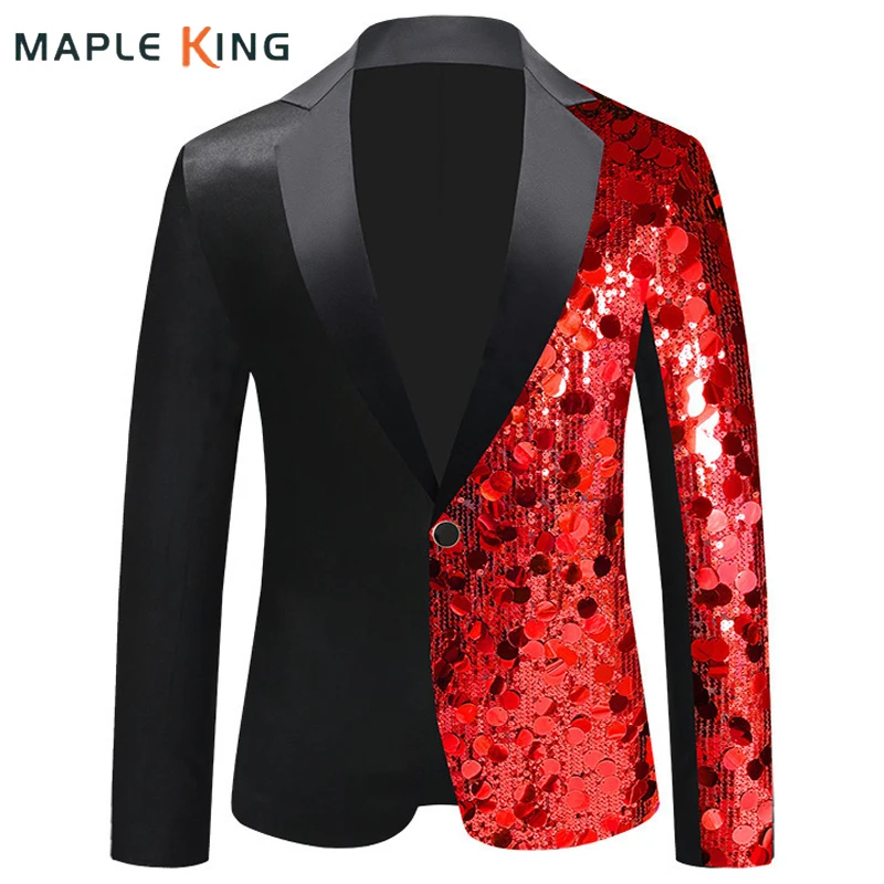 Shiny Patchwork Color Man Sequin Jacket Blazer Luxo Masculino Steampunk Stage Party Wedding Dinner Mens Suits Costumes Homme
Shiny Patchwork Color Man Sequin Jacket Blazer Luxo Masculino Steampunk Stage Party Wedding Dinner Mens Suits Costumes Homme