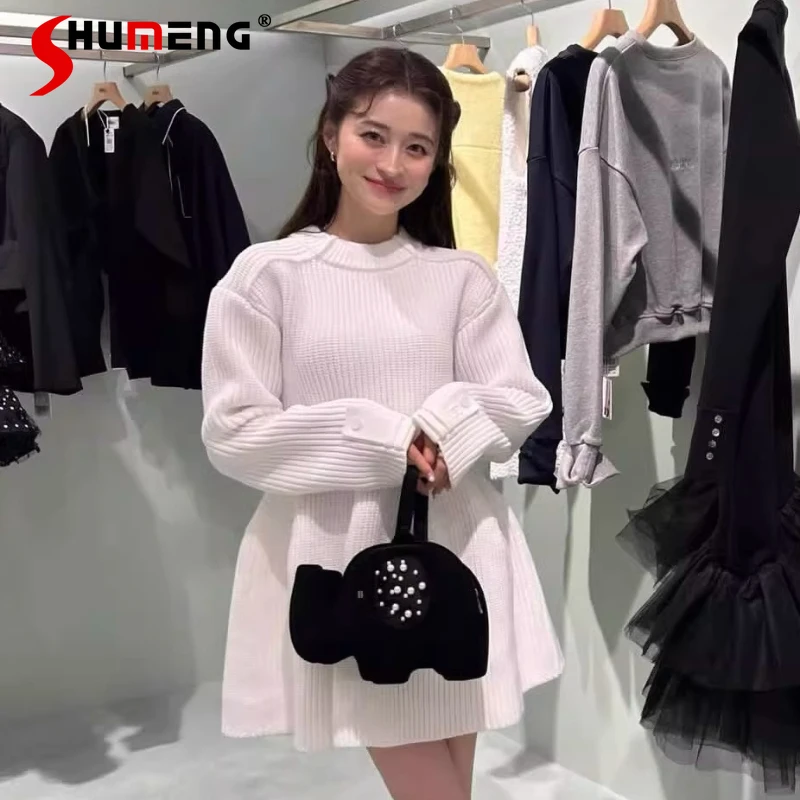 Japanese Lolita Women's Knit Sweater Dresses White Crew Neck Long Sleeves A-Line Mini Dress Casual Elegant Daily Wear For Ladies
Japanese Lolita Women's Knit Sweater Dresses White Crew Neck Long Sleeves A-Line Mini Dress Casual Elegant Daily Wear For Ladies