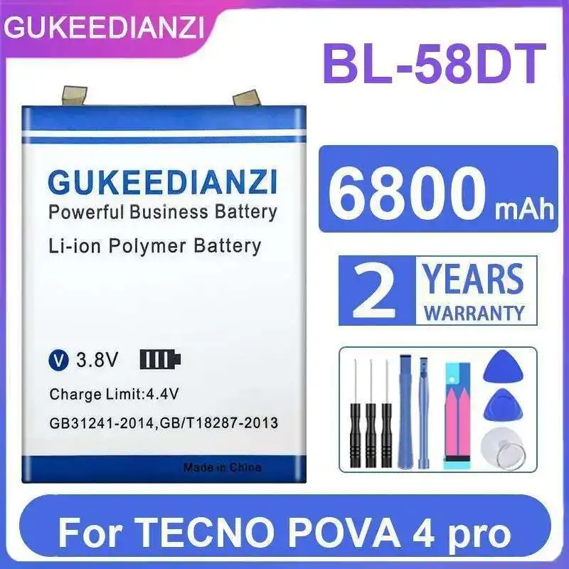 Долговечный аккумулятор для мобильного телефона Tecno Pova 4 Pro BL-58DT 6800 мАч
Долговечный аккумулятор для мобильного телефона Tecno Pova 4 Pro BL-58DT 6800 мАч