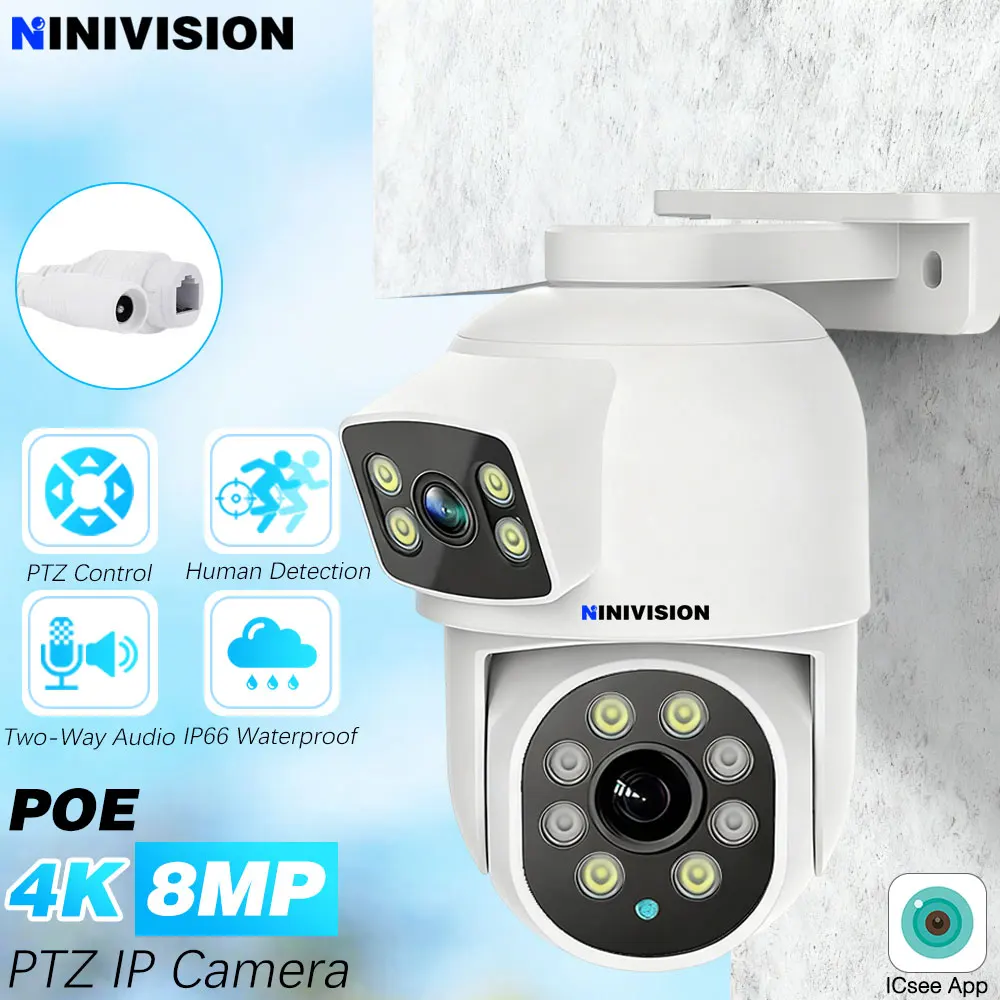 ICsee 8MP Dual Lens Dome PTZ Camera WIFI+POE IP Rj45 Network Security Monitoring 360° Tracking Home Outdoor Built-In Microphone
ICsee 8MP Dual Lens Dome PTZ Camera WIFI+POE IP Rj45 Network Security Monitoring 360° Tracking Home Outdoor Built-In Microphone