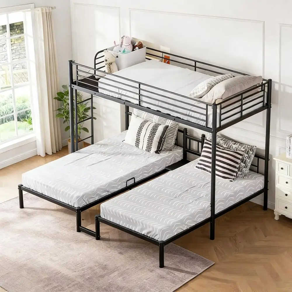 Sturdy Triple Bunk Bed with Twin XL, Twin, Twin, Desk, Guardrail, Ladder, Metal Frame, Storage, No Box Spring Needed
Sturdy Triple Bunk Bed with Twin XL, Twin, Twin, Desk, Guardrail, Ladder, Metal Frame, Storage, No Box Spring Needed