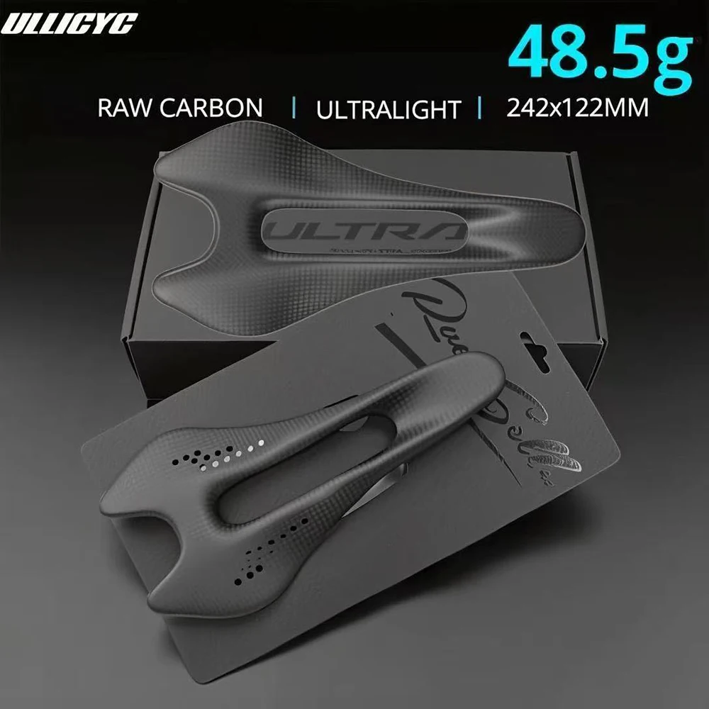 ULLICYC Carbon Fiber Road Bike Saddle, Ultralight 48.5g, 242*122mm, Full Carbon, Double - Track Hollow, Breathable for Cycling
ULLICYC Carbon Fiber Road Bike Saddle, Ultralight 48.5g, 242*122mm, Full Carbon, Double - Track Hollow, Breathable for Cycling