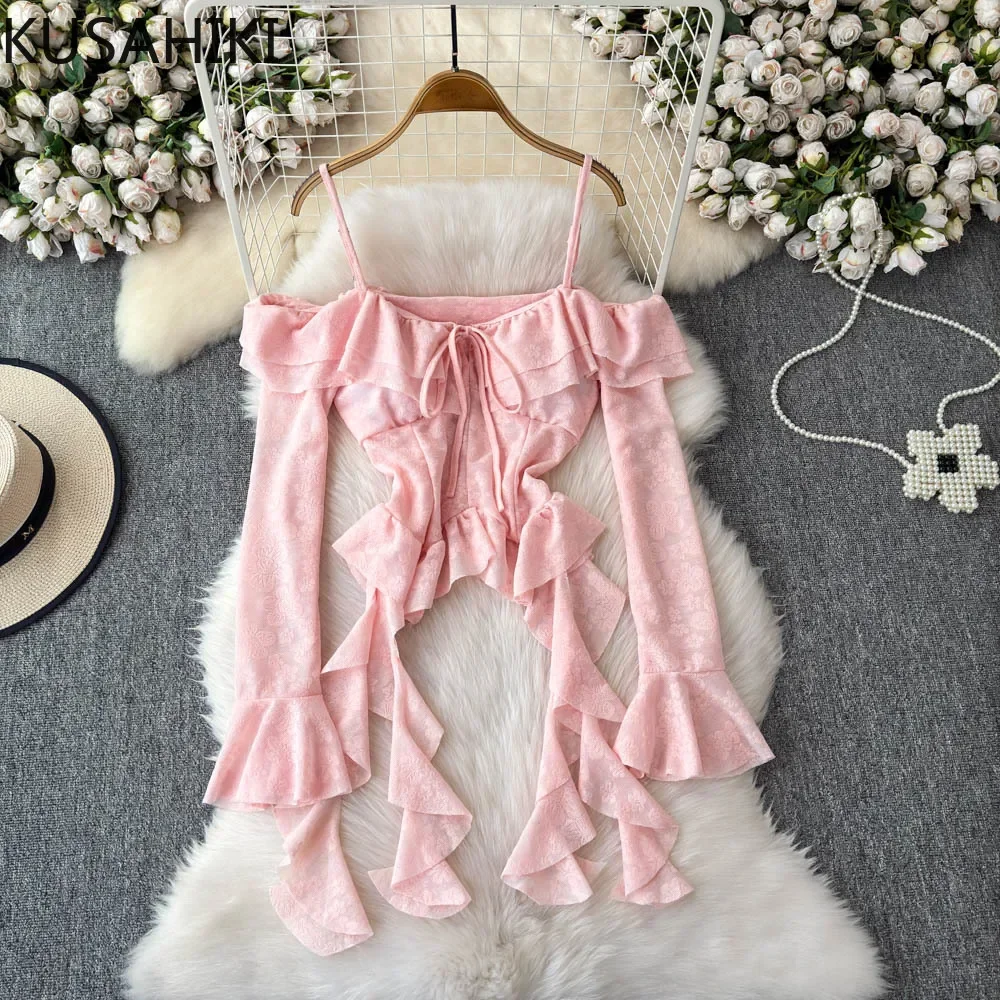 KUSAHIKI French Style Y2k Top for Women's New Sexy Off Shoulder Camisole Jacquard Slim Fit Ribbon Shirt
KUSAHIKI French Style Y2k Top for Women's New Sexy Off Shoulder Camisole Jacquard Slim Fit Ribbon Shirt