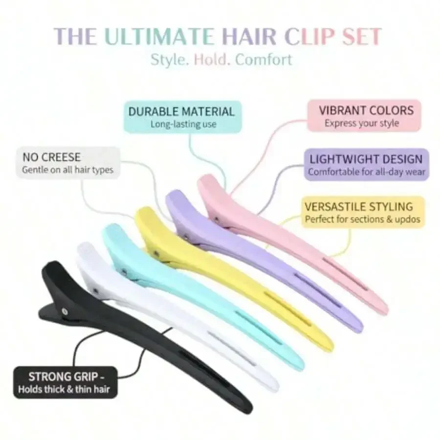 6 Pack Duckbill Hair Clips Colorful Sectioning Clips For Hair Cutting Styling Updos Bangs Salon Home Use
6 Pack Duckbill Hair Clips Colorful Sectioning Clips For Hair Cutting Styling Updos Bangs Salon Home Use