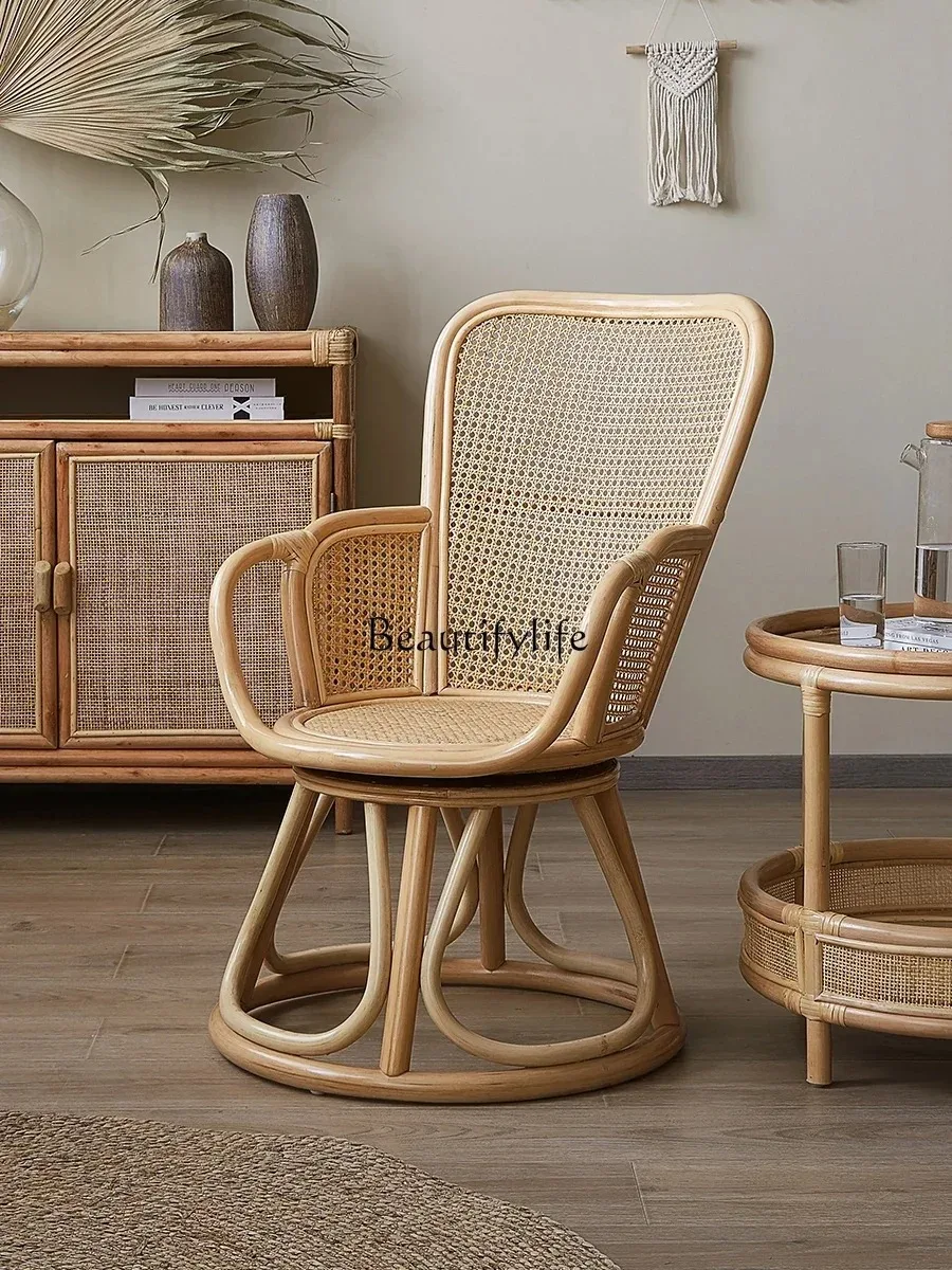 Retro rattan chair Indonesian natural rattan casual backrest household rotatable balcony lazy chair
Retro rattan chair Indonesian natural rattan casual backrest household rotatable balcony lazy chair