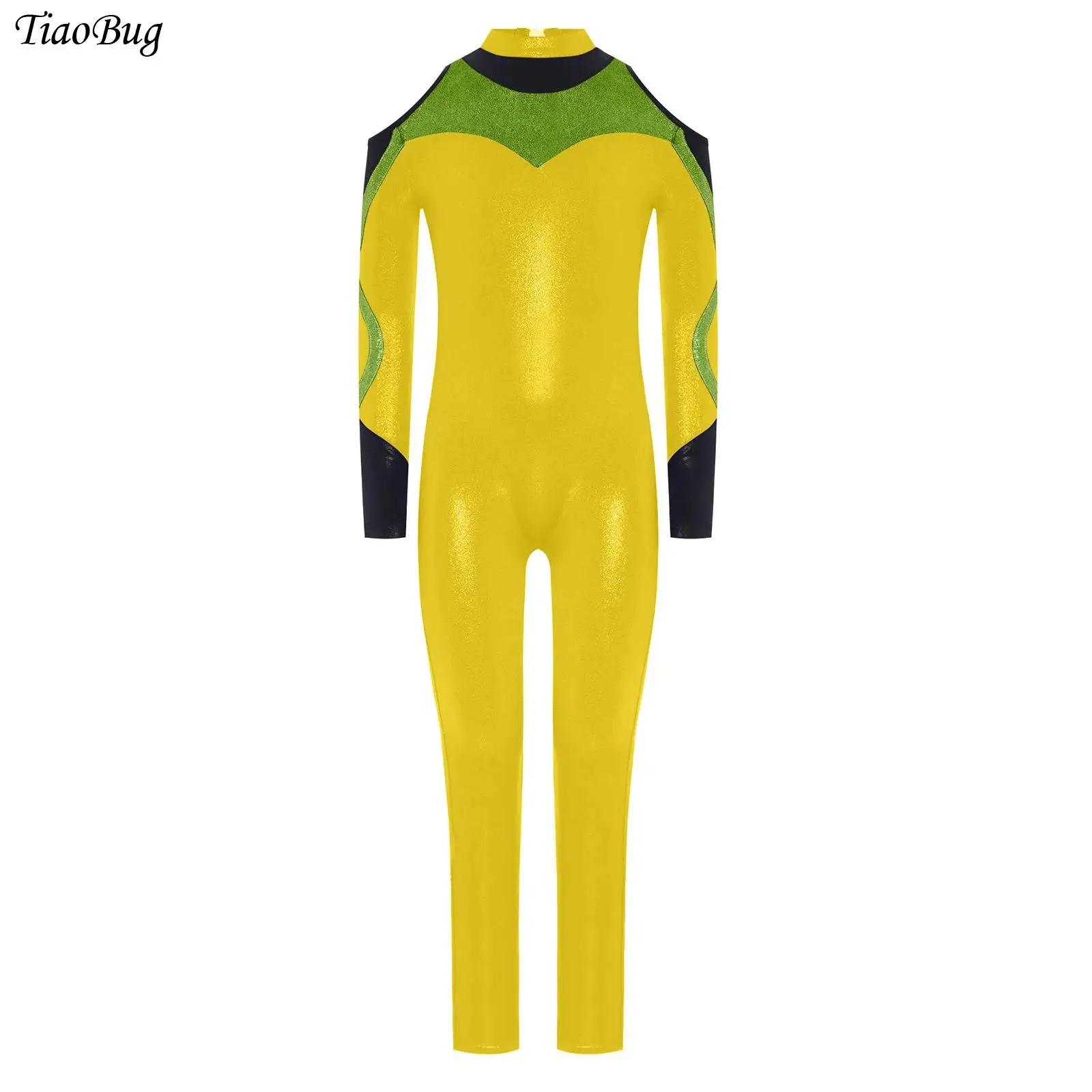 Kids Girls Gymnastics Jumpsuit Long Sleeve Cold Shoulder Contrast Color Metallic Dance Bodysuit Yoga Skating Dance Sportswear 
Kids Girls Gymnastics Jumpsuit Long Sleeve Cold Shoulder Contrast Color Metallic Dance Bodysuit Yoga Skating Dance Sportswear
