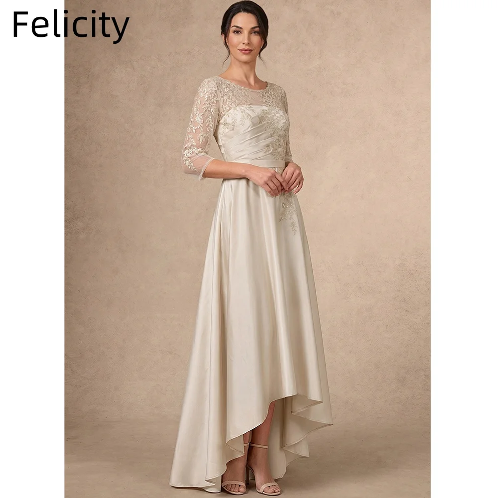 Satin Long Mother of the Bride Dress 2026 3/4 Sleeves Elegant Formal Wedding Guest Dress Lace Applique Evening Party Gown Custom
Satin Long Mother of the Bride Dress 2026 3/4 Sleeves Elegant Formal Wedding Guest Dress Lace Applique Evening Party Gown Custom