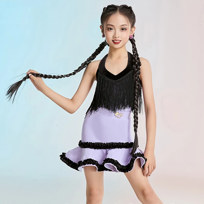Latin Dance Dress New Summer Girls Latin Performance Wear Purple Black Fringe Leotard Ruffle Skirt Kids Rumba Tango Clothes 2080
Latin Dance Dress New Summer Girls Latin Performance Wear Purple Black Fringe Leotard Ruffle Skirt Kids Rumba Tango Clothes 2080
