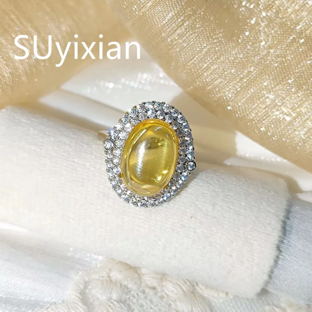 925 Sterling Silver Fashion Vintage Round Bag Yellow Zircon Adjustable Ring, Wedding Anniversary Party Gift, Ladies Jewelry
925 Sterling Silver Fashion Vintage Round Bag Yellow Zircon Adjustable Ring, Wedding Anniversary Party Gift, Ladies Jewelry