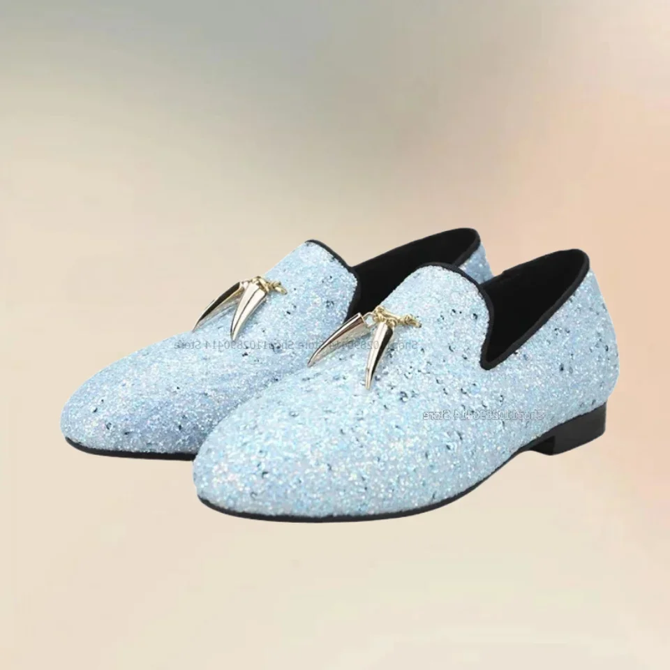 Metal Shark Tooth Decor Giltter Men Loafers Fashion Comfort Slip On Men Dress Shoes Handmade Low Top Party Feast Casual Shoes
Metal Shark Tooth Decor Giltter Men Loafers Fashion Comfort Slip On Men Dress Shoes Handmade Low Top Party Feast Casual Shoes