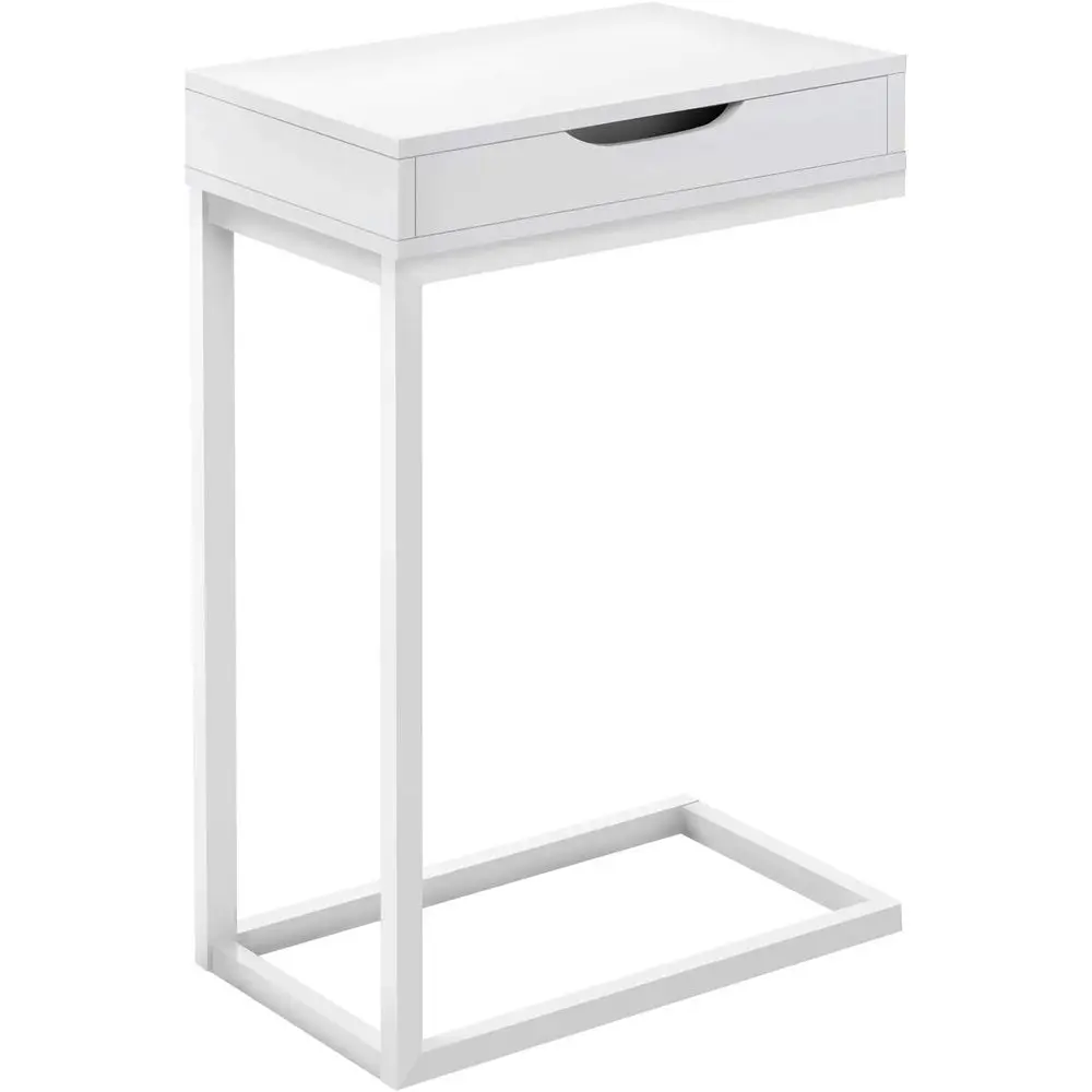 Contemporary White Metal C-Shape Accent Table with Laminate Top for Living Room or Bedroom Storage
Contemporary White Metal C-Shape Accent Table with Laminate Top for Living Room or Bedroom Storage