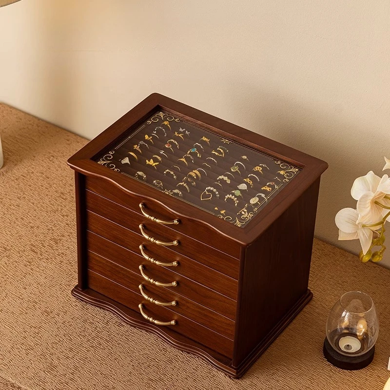 Walnut Wood Jewelry Box Transparent Glass Storage Boxes Earring Bracelet Necklac Retro Display Case Jewellery Organizer Supplies
Walnut Wood Jewelry Box Transparent Glass Storage Boxes Earring Bracelet Necklac Retro Display Case Jewellery Organizer Supplies