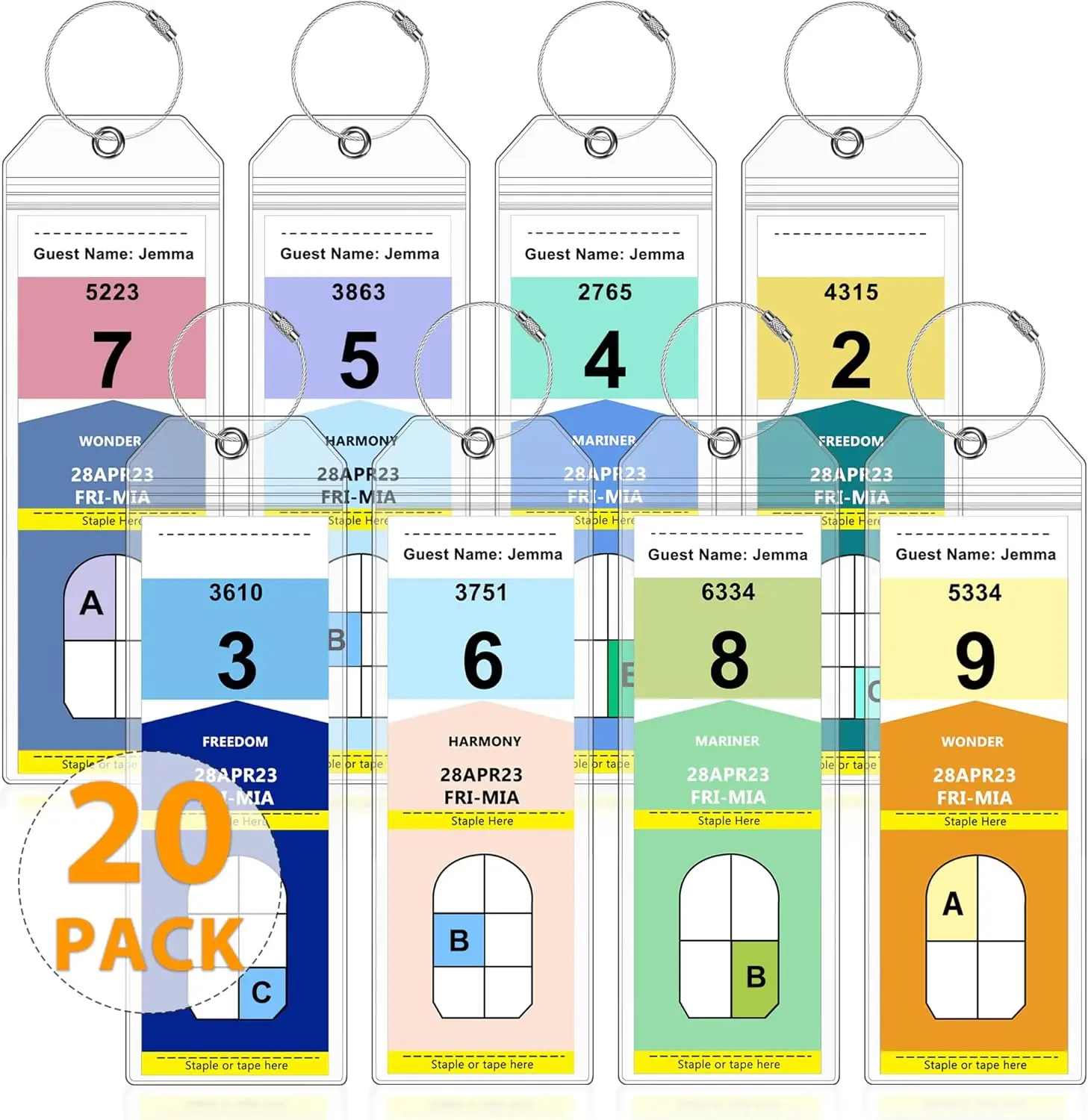 20 Pack Cruise Luggage Tags with Waterproof Holder for Norwegian, Princess, Carnival, Royal Caribbean & Celebrity
20 Pack Cruise Luggage Tags with Waterproof Holder for Norwegian, Princess, Carnival, Royal Caribbean & Celebrity