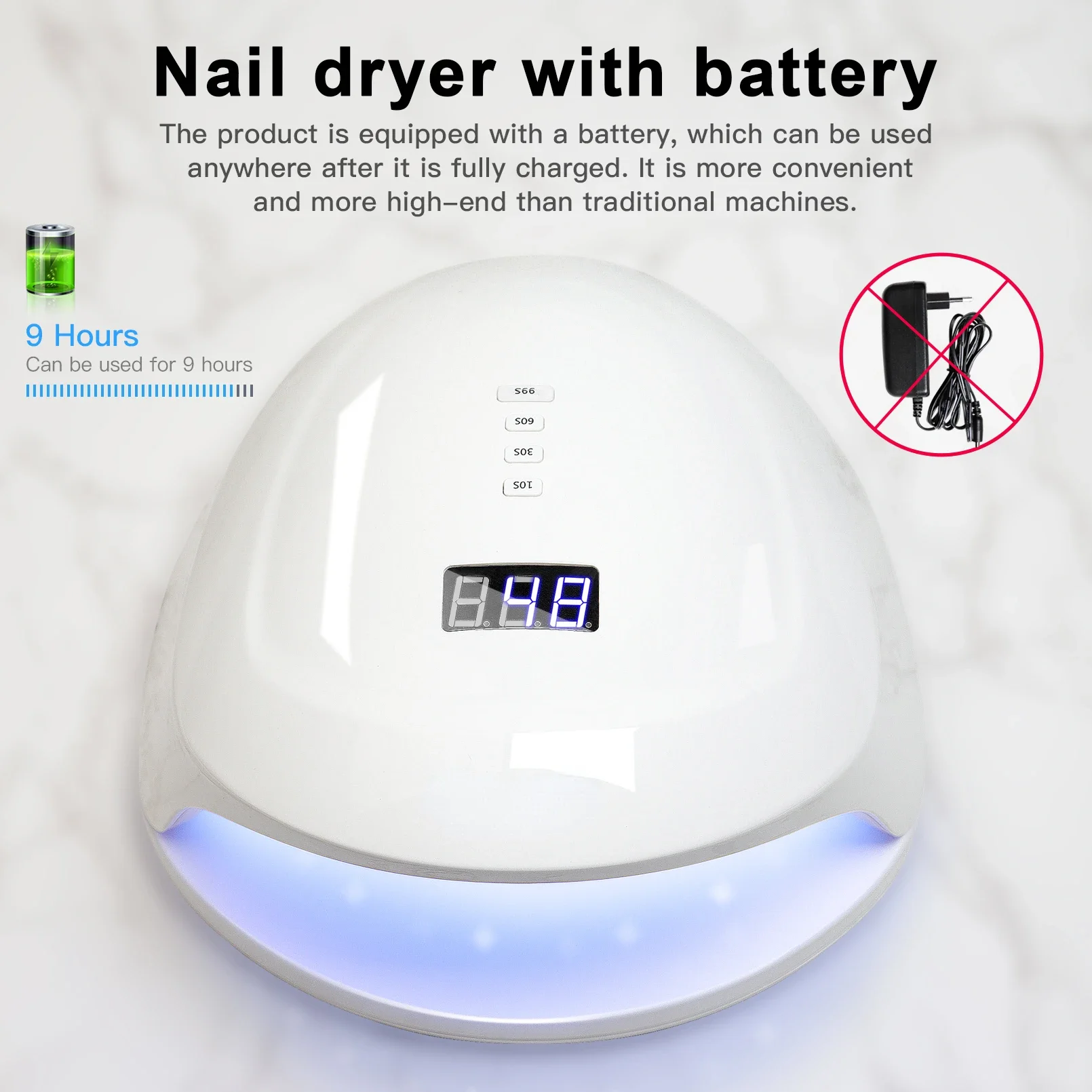 Light Uv Curing Lamp Machine Portable Wireless Nail Dryer Cordless Rechargeable Uv Light Lamp For Nail
Light Uv Curing Lamp Machine Portable Wireless Nail Dryer Cordless Rechargeable Uv Light Lamp For Nail