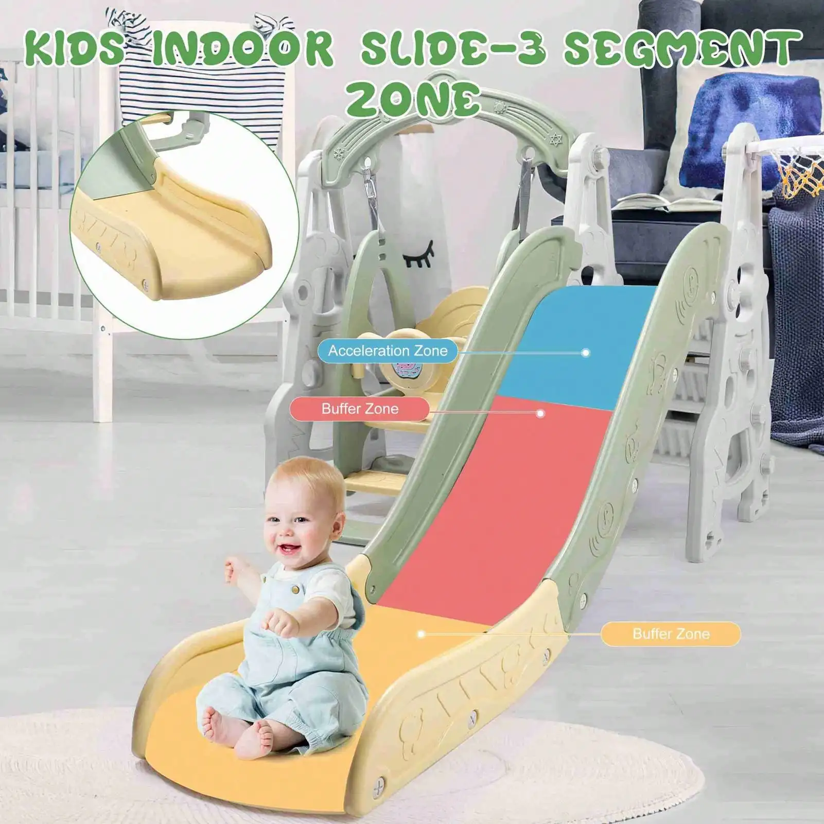 4 in 1 Slide Toy Fully Enclosed Pedal Enhanced Safety Easy Set Up Playground Slide Swing Playset Green
4 in 1 Slide Toy Fully Enclosed Pedal Enhanced Safety Easy Set Up Playground Slide Swing Playset Green