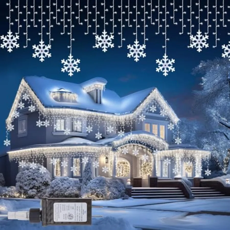 Snowflake Icicle Lights Outdoor 0 LED Icicle Christmas Lights with Timer 24 Drops 8 Modes Waterproof Christmas Light for Outdoo
Snowflake Icicle Lights Outdoor 0 LED Icicle Christmas Lights with Timer 24 Drops 8 Modes Waterproof Christmas Light for Outdoo