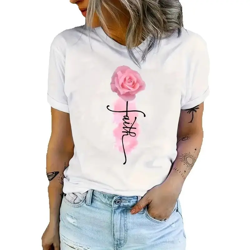 Women's Heart-Shaped Round-Neck Short-Sleeved Graphic T-Shirt European American Style Valentine's Day Top Summer polyester fabri
Women's Heart-Shaped Round-Neck Short-Sleeved Graphic T-Shirt European American Style Valentine's Day Top Summer polyester fabri