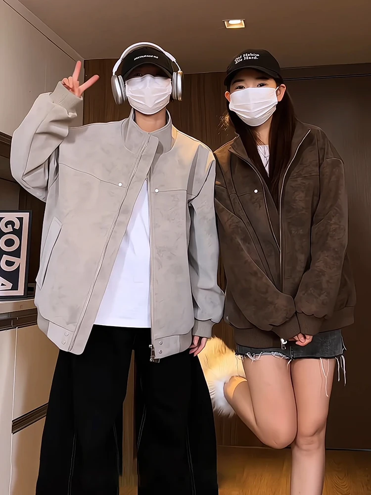 Cleanfit Barner Sle Rivet Leather Jaet Men's Spring Autumn American Flight Jaet Stand Collar Couple's Baseball Outfit
Cleanfit Barner Sle Rivet Leather Jaet Men's Spring Autumn American Flight Jaet Stand Collar Couple's Baseball Outfit