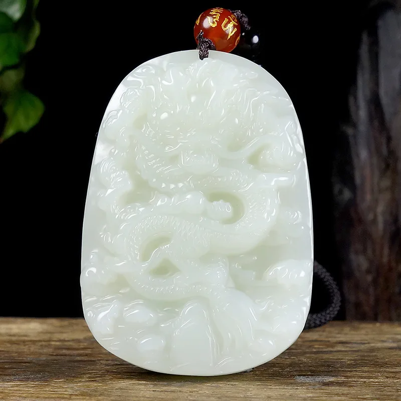 Ювелирные изделия из натурального нефрита Хэтянь, кулон с драконом из белого нефрита, кулон с властным драконом для мужчин 
Ювелирные изделия из натурального нефрита Хэтянь, кулон с драконом из белого нефрита, кулон с властным драконом для мужчин