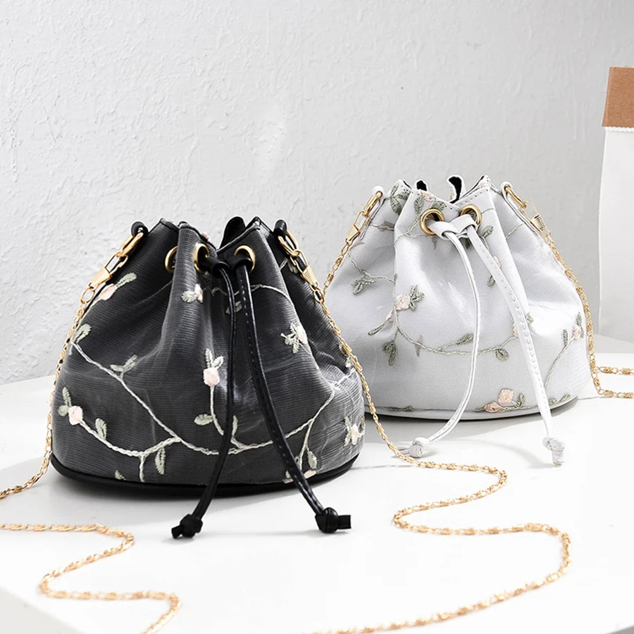 Summer Beautifully Embroidered Bucket Bag Lady Drawstring Mini Handbag Elegant Chains Shoulder Crossbody Bags For Women Wallets
Summer Beautifully Embroidered Bucket Bag Lady Drawstring Mini Handbag Elegant Chains Shoulder Crossbody Bags For Women Wallets