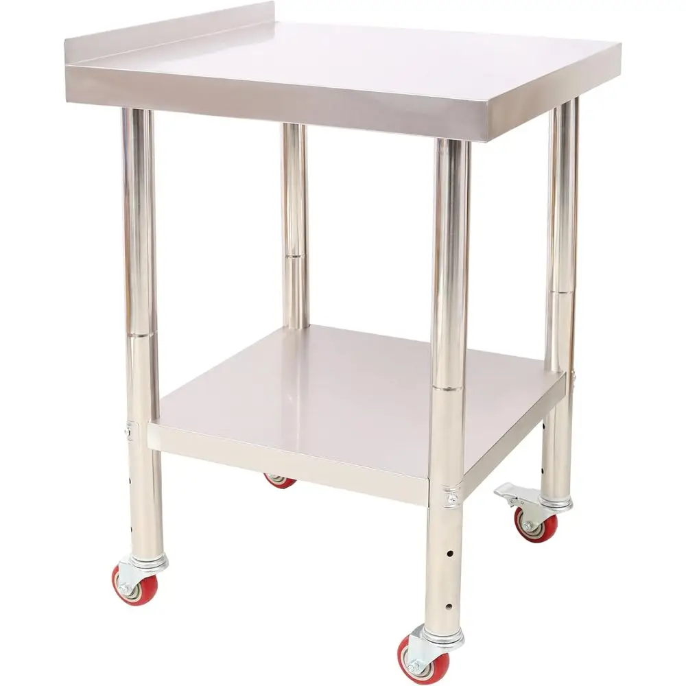 Heavy-Duty Stainless Steel Work Table, 24x24x35, 440lbs Capacity, Adjustable Undershelf, 4 Casters, Commercial Kitchen Use
Heavy-Duty Stainless Steel Work Table, 24x24x35, 440lbs Capacity, Adjustable Undershelf, 4 Casters, Commercial Kitchen Use