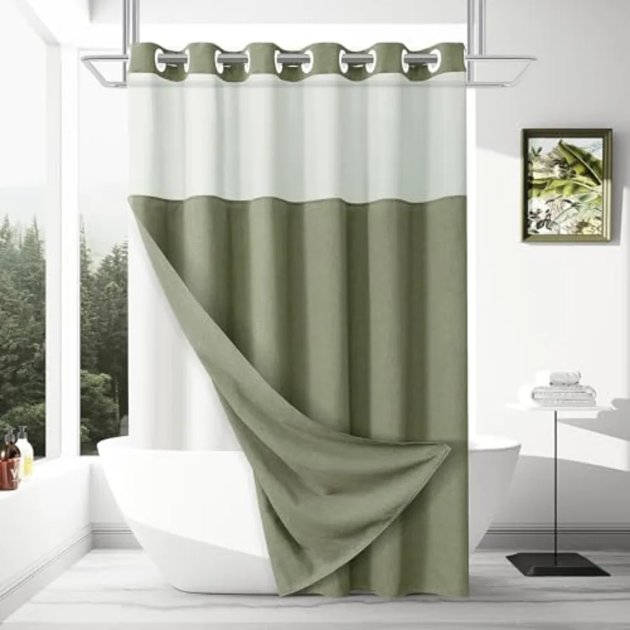No Hooks Needed Linen Shower Curtain and Liner Set, Sage Green Hotel Luxury Decor Shower Curtains for Bathroom with See Through
No Hooks Needed Linen Shower Curtain and Liner Set, Sage Green Hotel Luxury Decor Shower Curtains for Bathroom with See Through