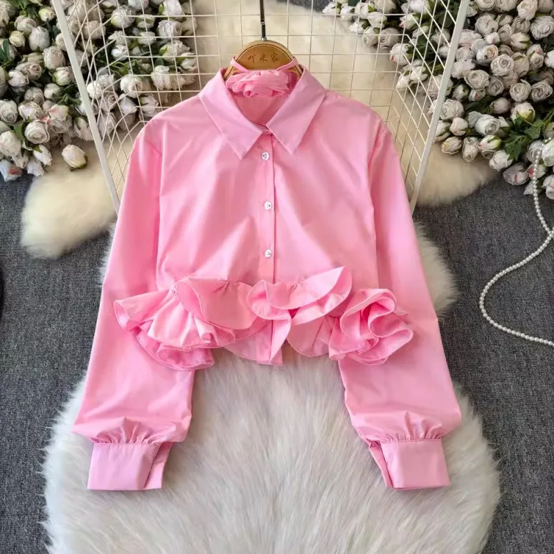 2026 Fashion Long-sleeve Blouses Women's Summer Short Shirt Ruffled-hem Single-breasted Casual Tops Lady Streetwear Slim Shirts
2026 Fashion Long-sleeve Blouses Women's Summer Short Shirt Ruffled-hem Single-breasted Casual Tops Lady Streetwear Slim Shirts