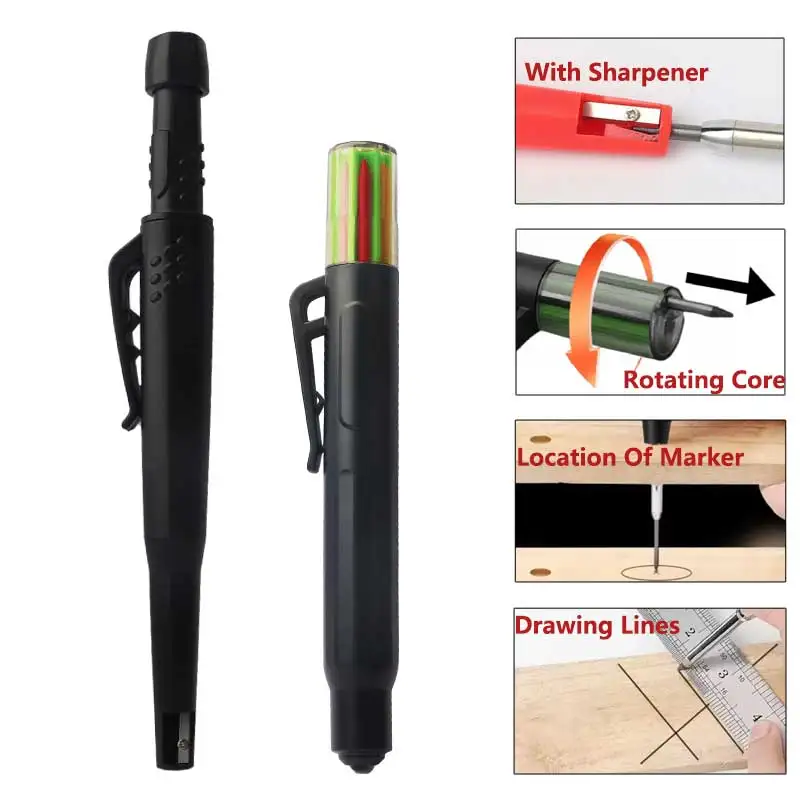 Automatic Pencil Markerwith Holder with Sharpener Metal Solid Deep Hole Mechanical Stand with 6pcs leads refill Woodworking
Automatic Pencil Markerwith Holder with Sharpener Metal Solid Deep Hole Mechanical Stand with 6pcs leads refill Woodworking