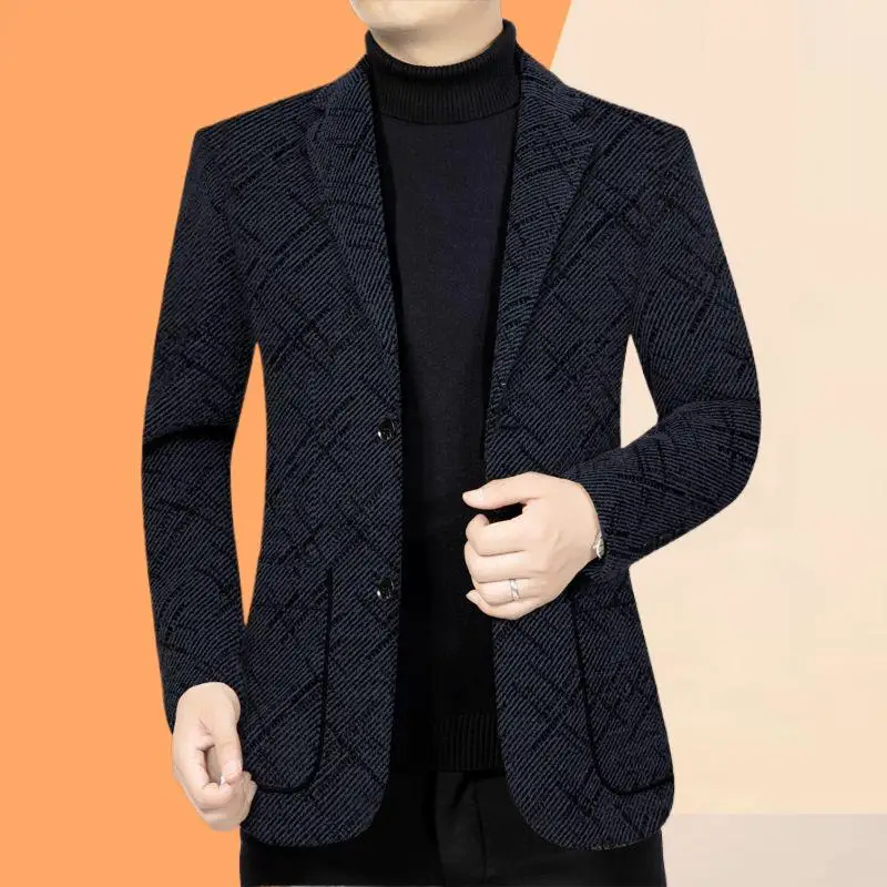 Thiened Woolen Men's Suit Jaet Autumn Winter Midlife Single oulder Coat Dad's Commute Sle Long Sve Busin Casual
Thiened Woolen Men's Suit Jaet Autumn Winter Midlife Single oulder Coat Dad's Commute Sle Long Sve Busin Casual