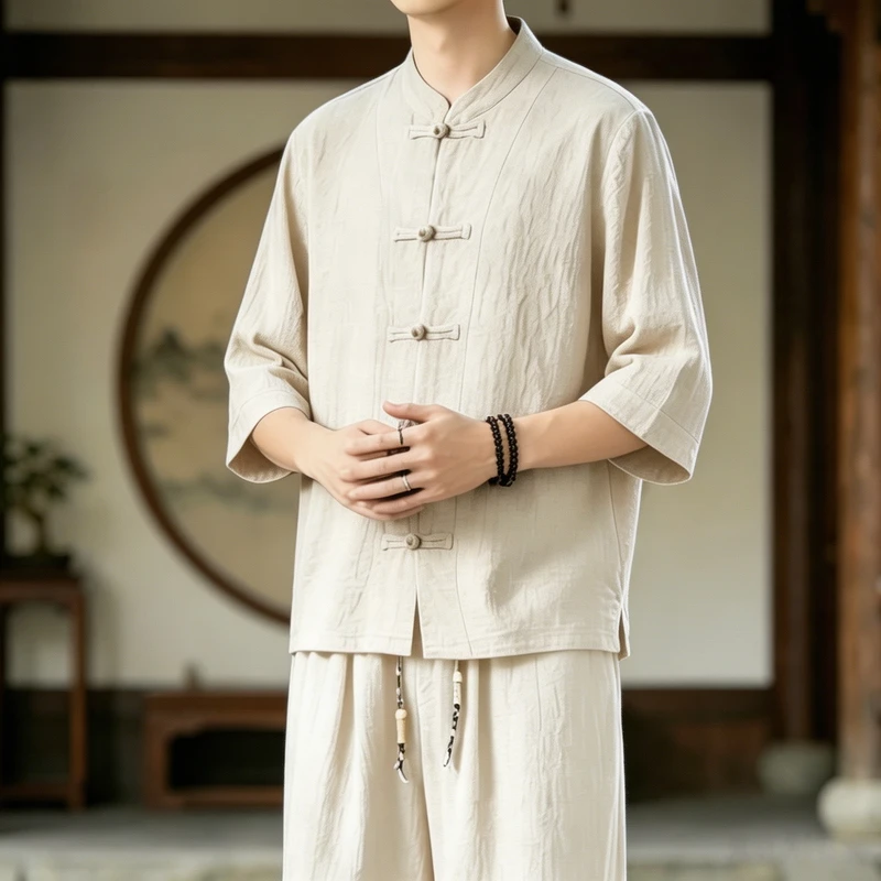 Summer Traditional Hanfu Shirts Men Kung Fu Tai Chi Shirts Men Short Sleeve Tang Suit Uniform Shirt Male Chinese Style Blouse
Summer Traditional Hanfu Shirts Men Kung Fu Tai Chi Shirts Men Short Sleeve Tang Suit Uniform Shirt Male Chinese Style Blouse