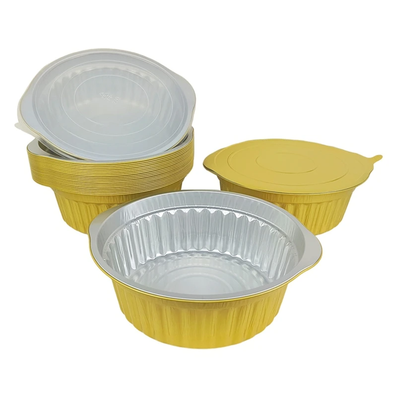10pcs 4000ml Large Round Gold Foil Container Thickened Aluminum Bowl with Lid Disposable Takeaway Packaging for Baking Roasting
10pcs 4000ml Large Round Gold Foil Container Thickened Aluminum Bowl with Lid Disposable Takeaway Packaging for Baking Roasting