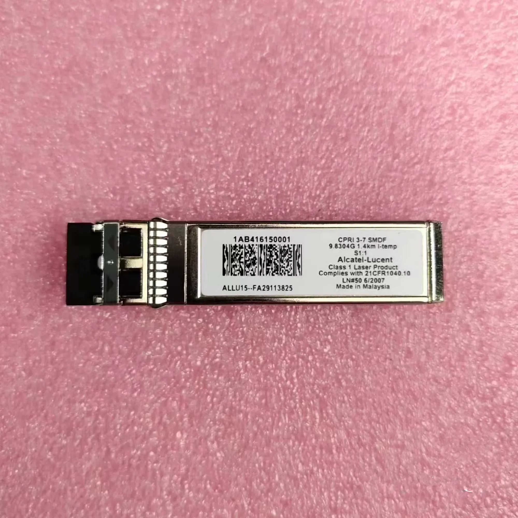 Alcatel Lucent SFP Module 10G Switch 1AB416150001 9.8304G 1.4KM CPRI 3-7 SMDF/Alcatel Complies With Transceiver Switch
Alcatel Lucent SFP Module 10G Switch 1AB416150001 9.8304G 1.4KM CPRI 3-7 SMDF/Alcatel Complies With Transceiver Switch