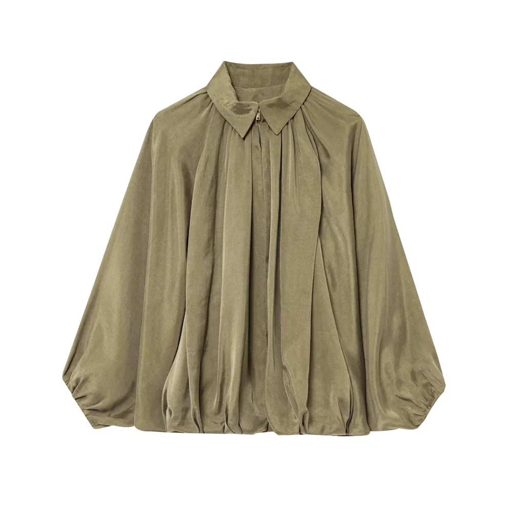 PB&ZA 2025 Women's Olive Green Blouse with Collar and Gathered Detailing Loose - Fitting and Puff Sleeves for a Chic Look
PB&ZA 2025 Women's Olive Green Blouse with Collar and Gathered Detailing Loose - Fitting and Puff Sleeves for a Chic Look