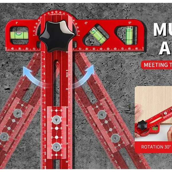 Multi Functional Ruler Woodworking Marking T-shaped Marking Multifunctional Ruler Aluminum Alloy Strip Level Woodworking Tool
Multi Functional Ruler Woodworking Marking T-shaped Marking Multifunctional Ruler Aluminum Alloy Strip Level Woodworking Tool