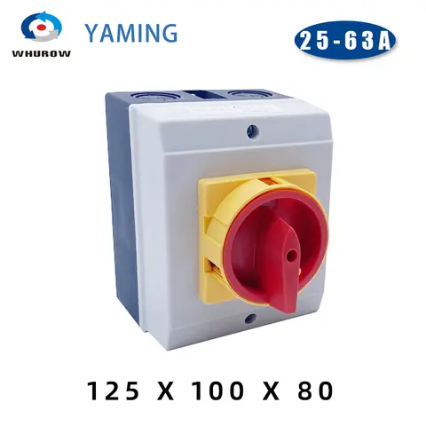 25A 32A 40A 63A interruptor aislador bloqueo de encendido-apagado candado fijo cámara giratoria carcasa impermeable 690V dos posiciones YMD11