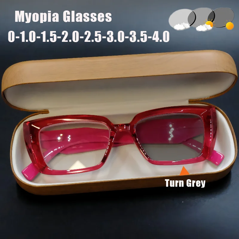 Fashion Photochromic Myopia Glasses Women's INS Style Retro Individuality Square Frame Minus Diopter Eyeglasses Eye Protection
Fashion Photochromic Myopia Glasses Women's INS Style Retro Individuality Square Frame Minus Diopter Eyeglasses Eye Protection