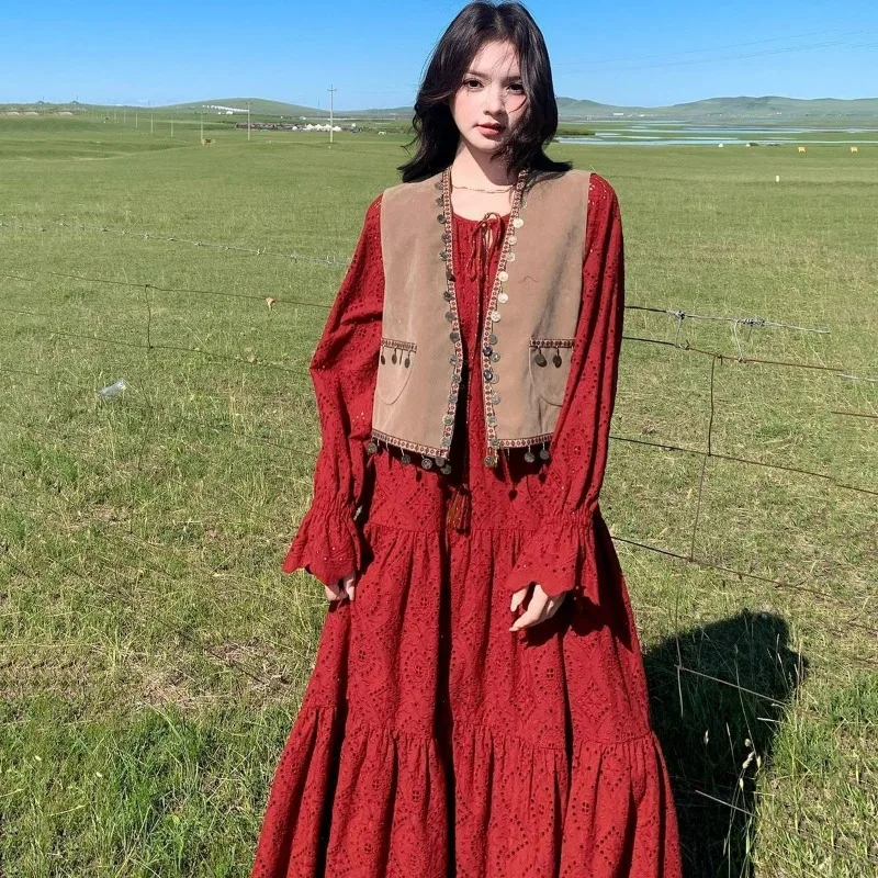 Французский стиль, темперамент, милые нежные комплекты платьев для отпуска, осенне-весенняя мода, платье с длинными рукавами и жилет, комплекты из двух предметов
Французский стиль, темперамент, милые нежные комплекты платьев для отпуска, осенне-весенняя мода, платье с длинными рукавами и жилет, комплекты из двух предметов