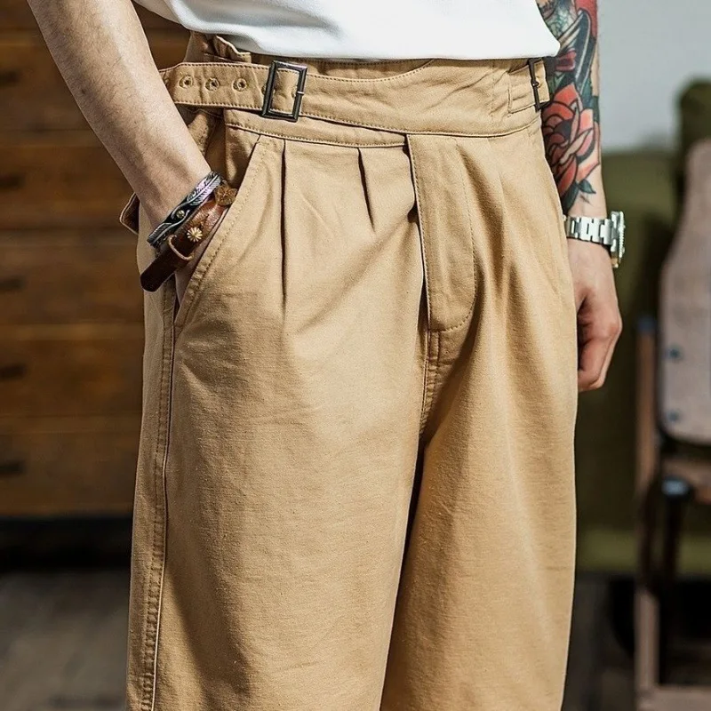 Workwear Retro High Waisted British Style Shorts Straight Naples Casual Short Trousers Men Summer Amikaji Adjustable Belt Shorts
Workwear Retro High Waisted British Style Shorts Straight Naples Casual Short Trousers Men Summer Amikaji Adjustable Belt Shorts