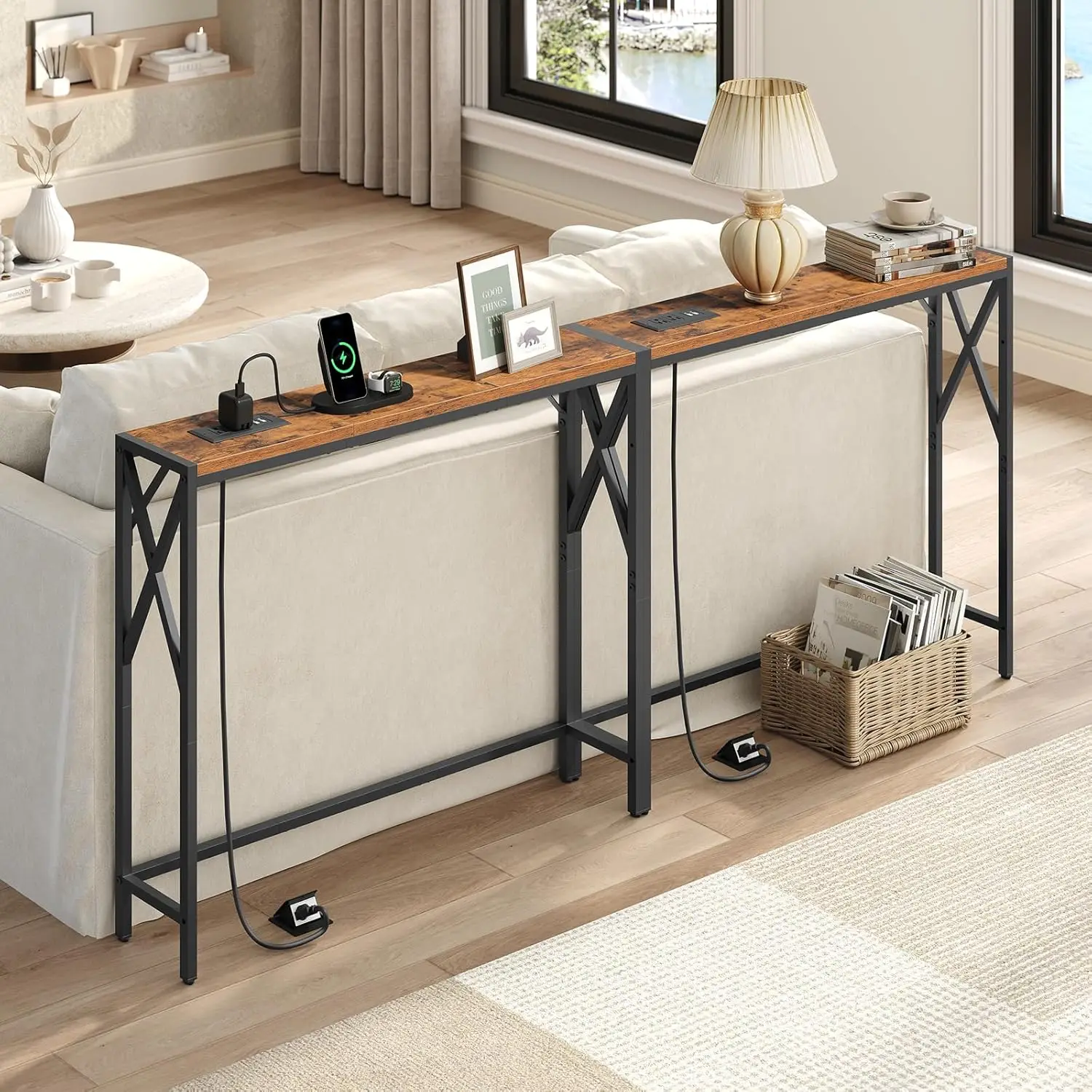 70.8'' Narrow Sofa Table with Charging Station, 2 Pack Skinny Console Table, Long Entryway Hallway Couch Table with Power Outlet
70.8'' Narrow Sofa Table with Charging Station, 2 Pack Skinny Console Table, Long Entryway Hallway Couch Table with Power Outlet