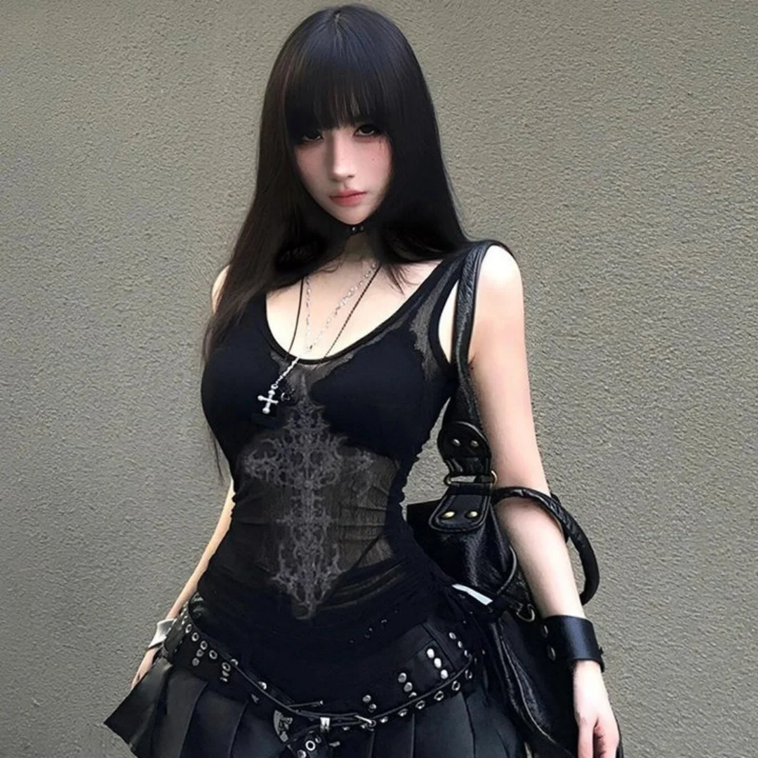 2025 new women's gothic punk crop top black semi transparent slim fit corset top Grunge fairy core sexy Y2K
2025 new women's gothic punk crop top black semi transparent slim fit corset top Grunge fairy core sexy Y2K