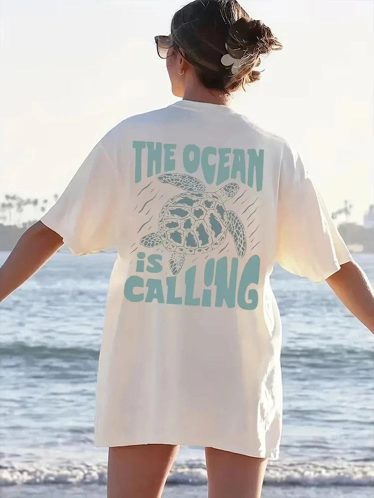 2025 New Cute Turtle Letter Printed T-shirt Summer Short Sleeved Round Neck Casual Cotton Women's Fashion Oversized Tops
2025 New Cute Turtle Letter Printed T-shirt Summer Short Sleeved Round Neck Casual Cotton Women's Fashion Oversized Tops