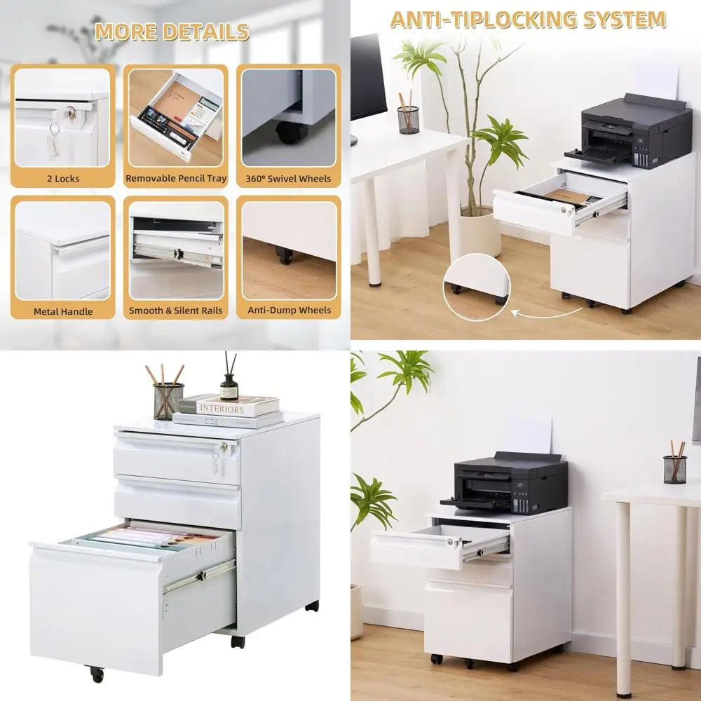 Металлический настольный шкаф для документов с 3 ящиками, замком и колесиками с защитой от опрокидывания для домашнего офиса, передвижной органайзер для файлов формата А4/Letter/Legal
Металлический настольный шкаф для документов с 3 ящиками, замком и колесиками с защитой от опрокидывания для домашнего офиса, передвижной органайзер для файлов формата А4/Letter/Legal