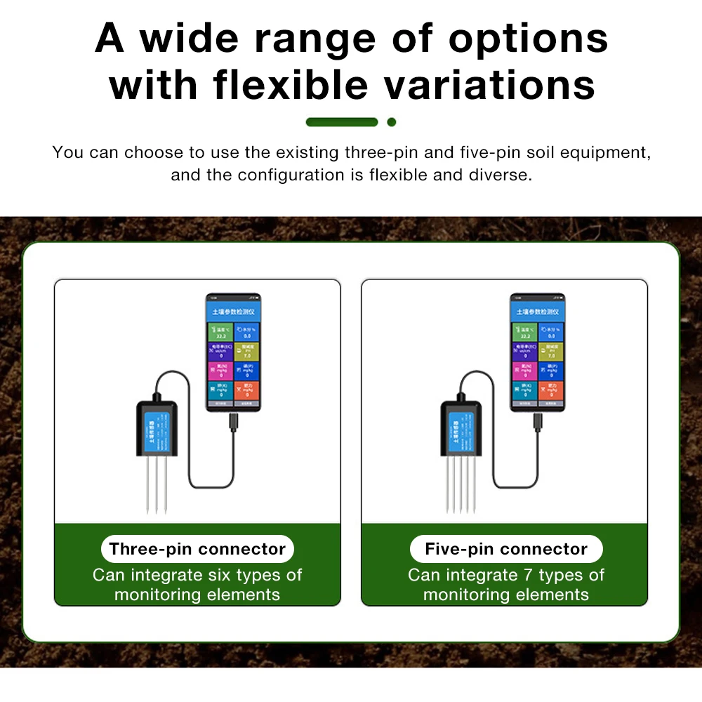 5/3 Pin USB Soil Sensor Soil Temperature Humidity EC PH NPK Sensor Soil Tester Soil Moisture Transmitter DC 5V For Farm Garden
5/3 Pin USB Soil Sensor Soil Temperature Humidity EC PH NPK Sensor Soil Tester Soil Moisture Transmitter DC 5V For Farm Garden