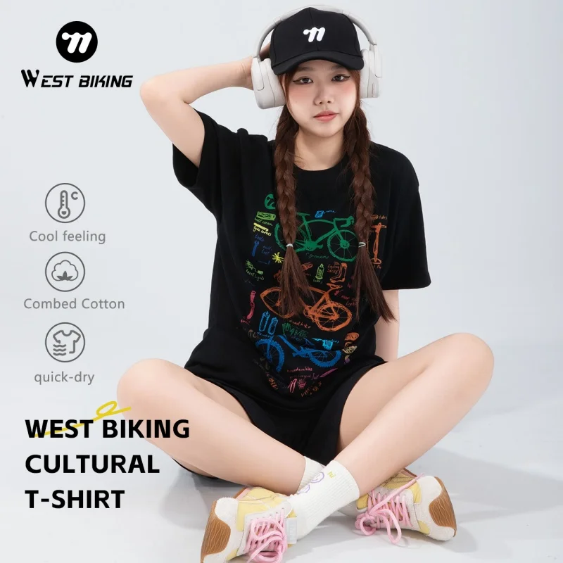 WEST BIKING Cultural T-Shirt 100% Cotton Soft Moisture-absorbing Round Neck Breathable Not Easy to Pill Summer Short Sleeve
WEST BIKING Cultural T-Shirt 100% Cotton Soft Moisture-absorbing Round Neck Breathable Not Easy to Pill Summer Short Sleeve