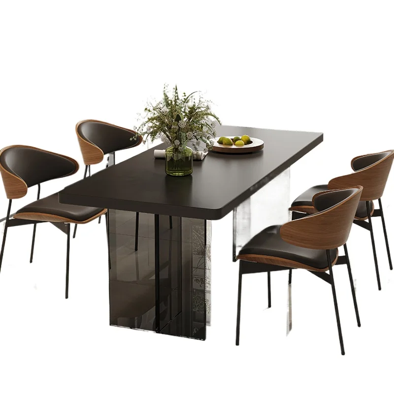 Dining table and chairs, rock slab dining table Modern simple retro high-end home black thickened rock slab dining
Dining table and chairs, rock slab dining table Modern simple retro high-end home black thickened rock slab dining