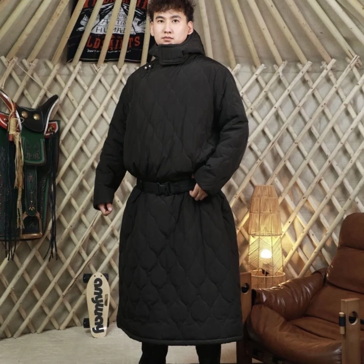 Winter Thiened Warm Windproof Cotton Coat Men Outdoor Loose Hooded Knee-Length Robe Jaet Ethnic Sle Polyester Fiber
Winter Thiened Warm Windproof Cotton Coat Men Outdoor Loose Hooded Knee-Length Robe Jaet Ethnic Sle Polyester Fiber