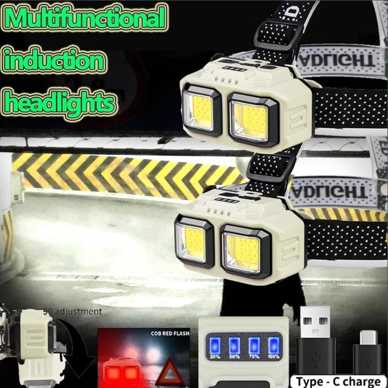 Мощный индукционный налобный фонарь COB LED с USB-зарядкой, рабочий фонарь для улицы, кемпинга, поиска, рыбалки
Мощный индукционный налобный фонарь COB LED с USB-зарядкой, рабочий фонарь для улицы, кемпинга, поиска, рыбалки